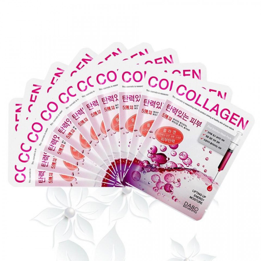 Combo 10 Miếng Đắp Mặt Nạ Dabo Collagen First Solution Mask Pack ngăn ngừa và chống lão hóa cho da Hàn Quốc (23g / Gói)