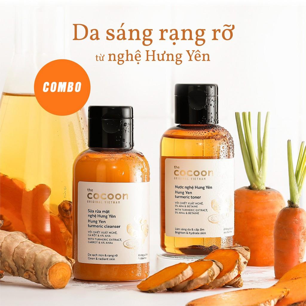 Combo Sữa rửa mặt nghệ Hưng Yên cocoon 140ml + Toner nước nghệ cocoon 140ml