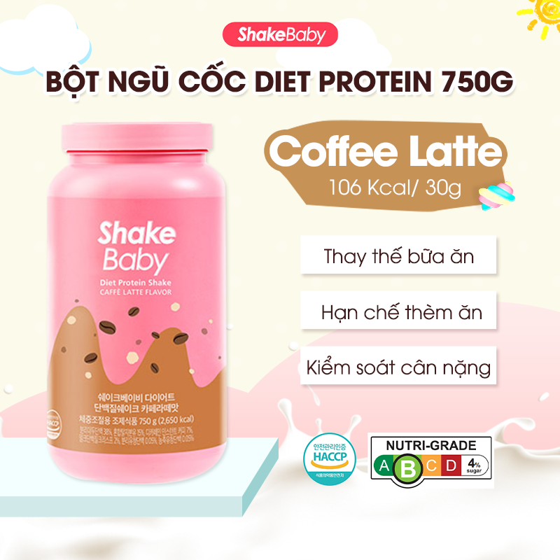 [CHÍNH HÃNG] Bột Ngũ Cốc Ăn Kiêng Thay Thế Bữa Ăn SHAKE BABY Diet Formular Protein Vị Cà Phê Latte Hỗ Trợ Giảm Cân 750g