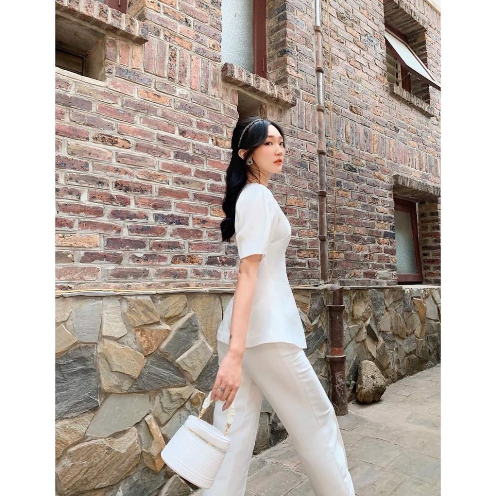 Áo trắng cổ tròn, tay ngắn, dáng xòe ivy.fashion đi biển dự tiệc dạo phố bigsize gợi cảm sexy