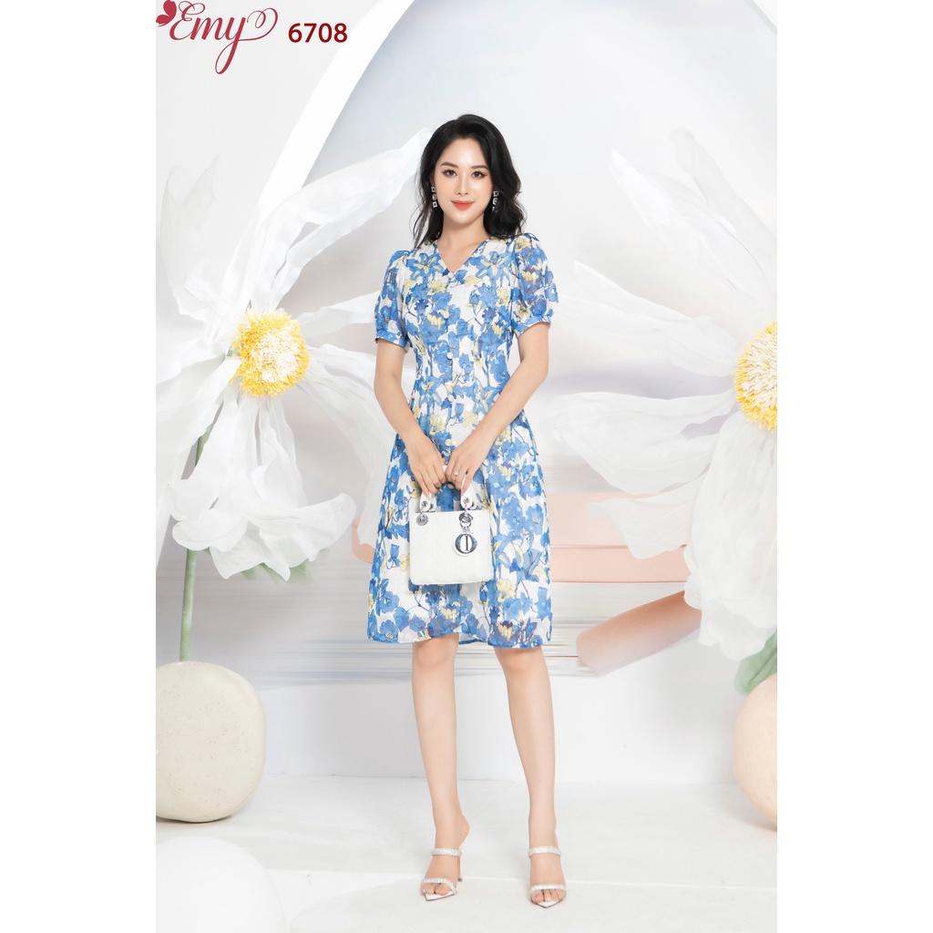 Đầm EMY EM6708 A Cổ Tim HT Xanh