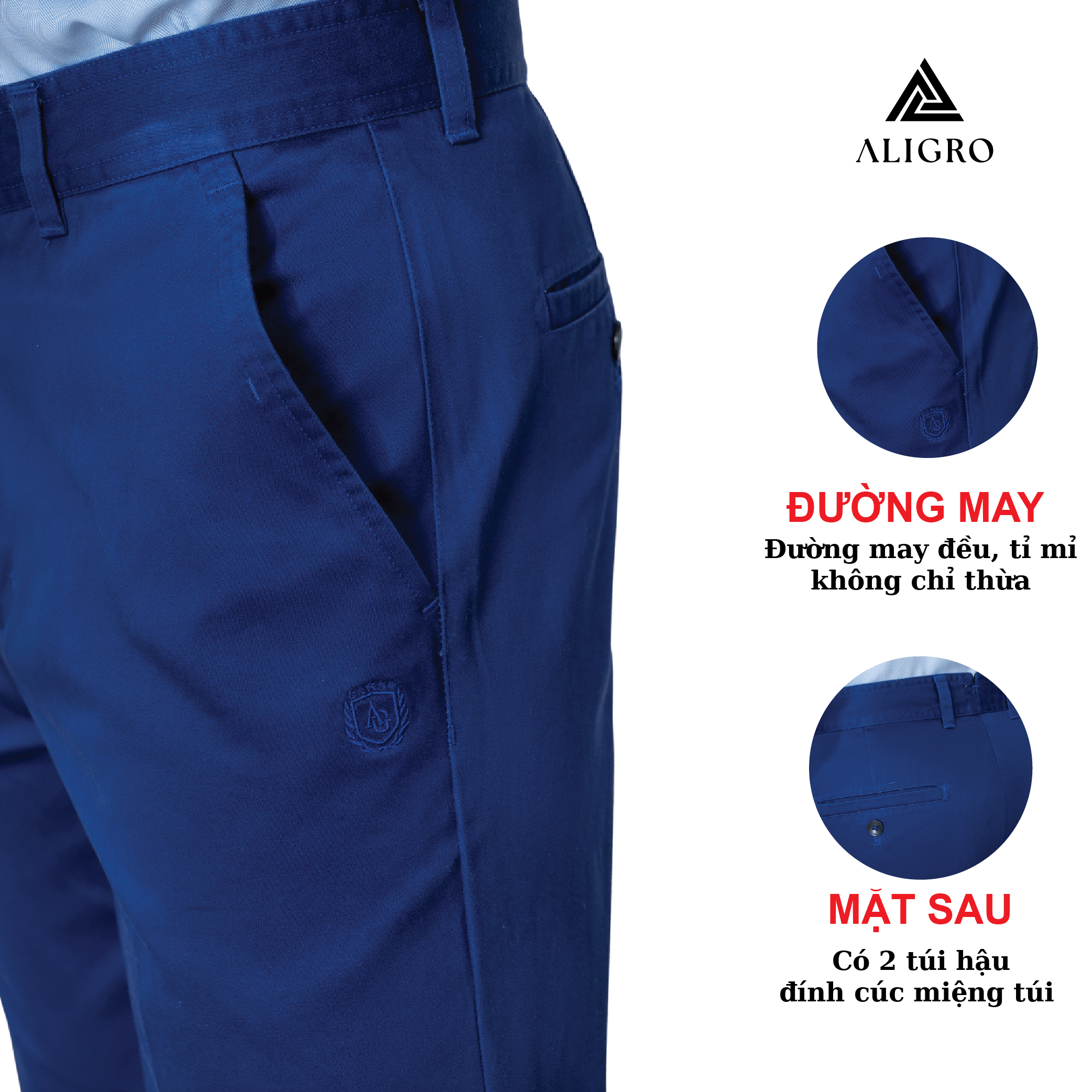 Quần kaki nam ALIGRO chất liệu kaki mềm mịn cao cấp dáng slimfit màu xanh đậm ALGK066