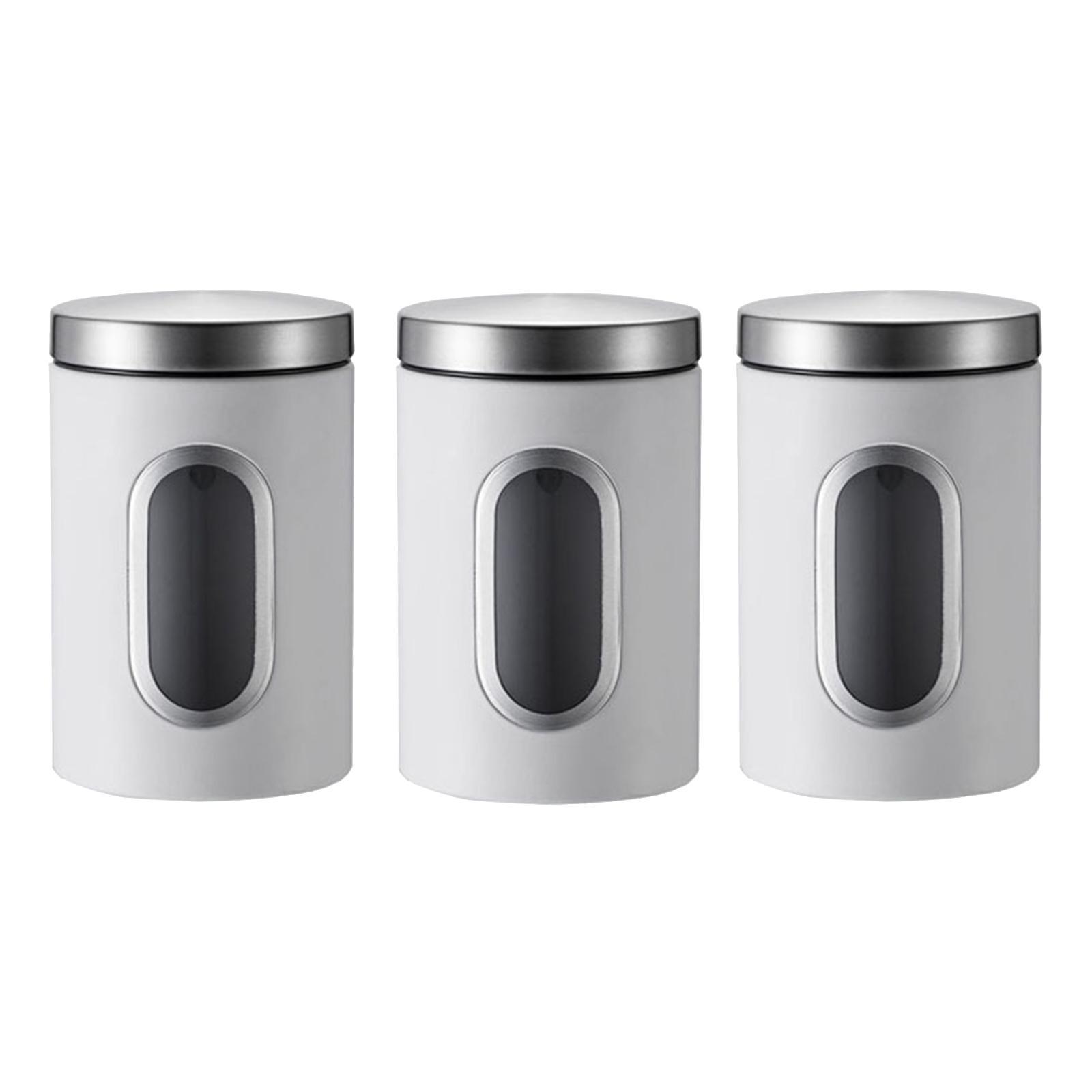 3Pcs Stainless Steel Food Storage Tin Organization with Lid Container