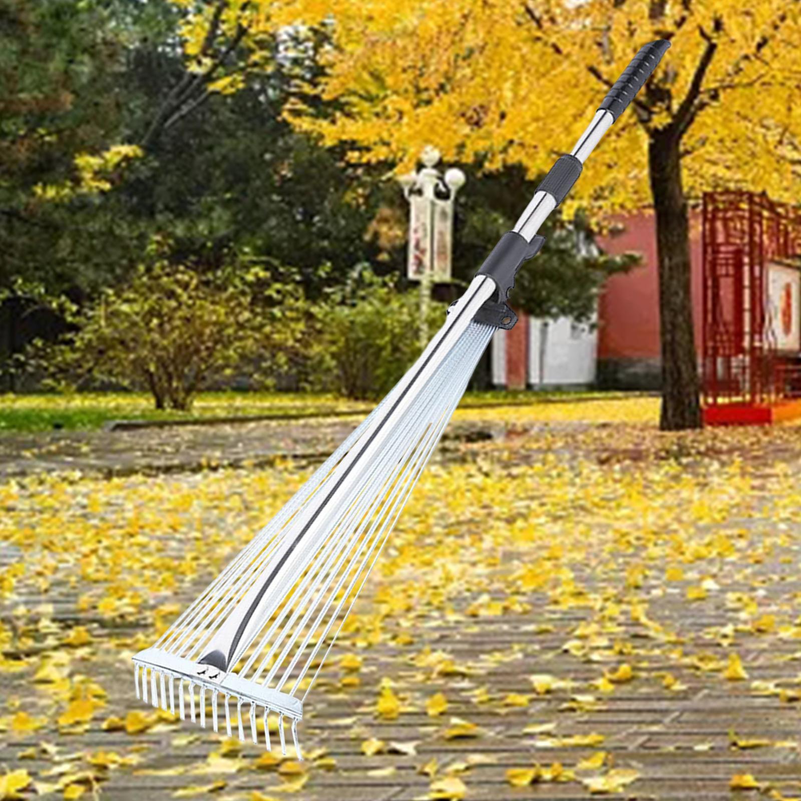 Scalable Garden Rake Gardening Tool Rake Cleaning Leaves Sticks and Debris Telescoping Handle Telescopic Leaf Rake for Lawn Grass Removal