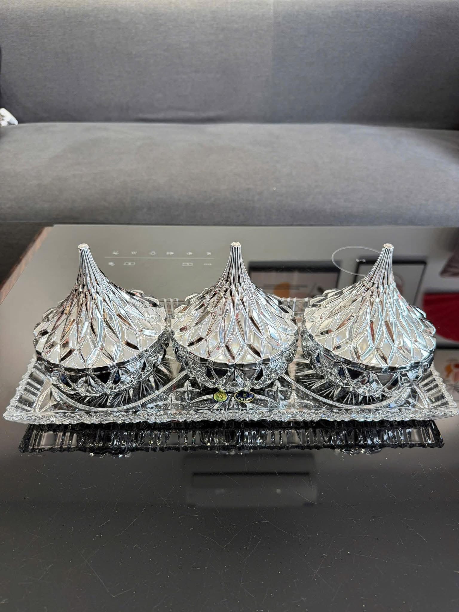 Set 3 thố mứt cao cấp Irris Hershey Kiss phủ bạc