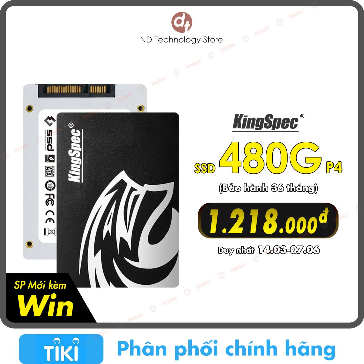 Ổ cứng SSD KingSpec 480GB cài sẵn Win 10 / SATA 2.5 - Hàng Chính Hãng