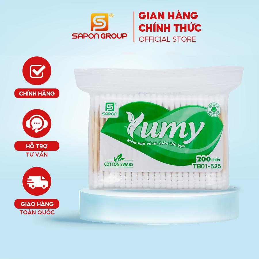 Tăm Bông Vệ Sinh YUMY Thân Trúc Túi Zip – Combo 6 Túi x 200 Que (TB01-525), Mềm Mịn, Không Rụng Sợi