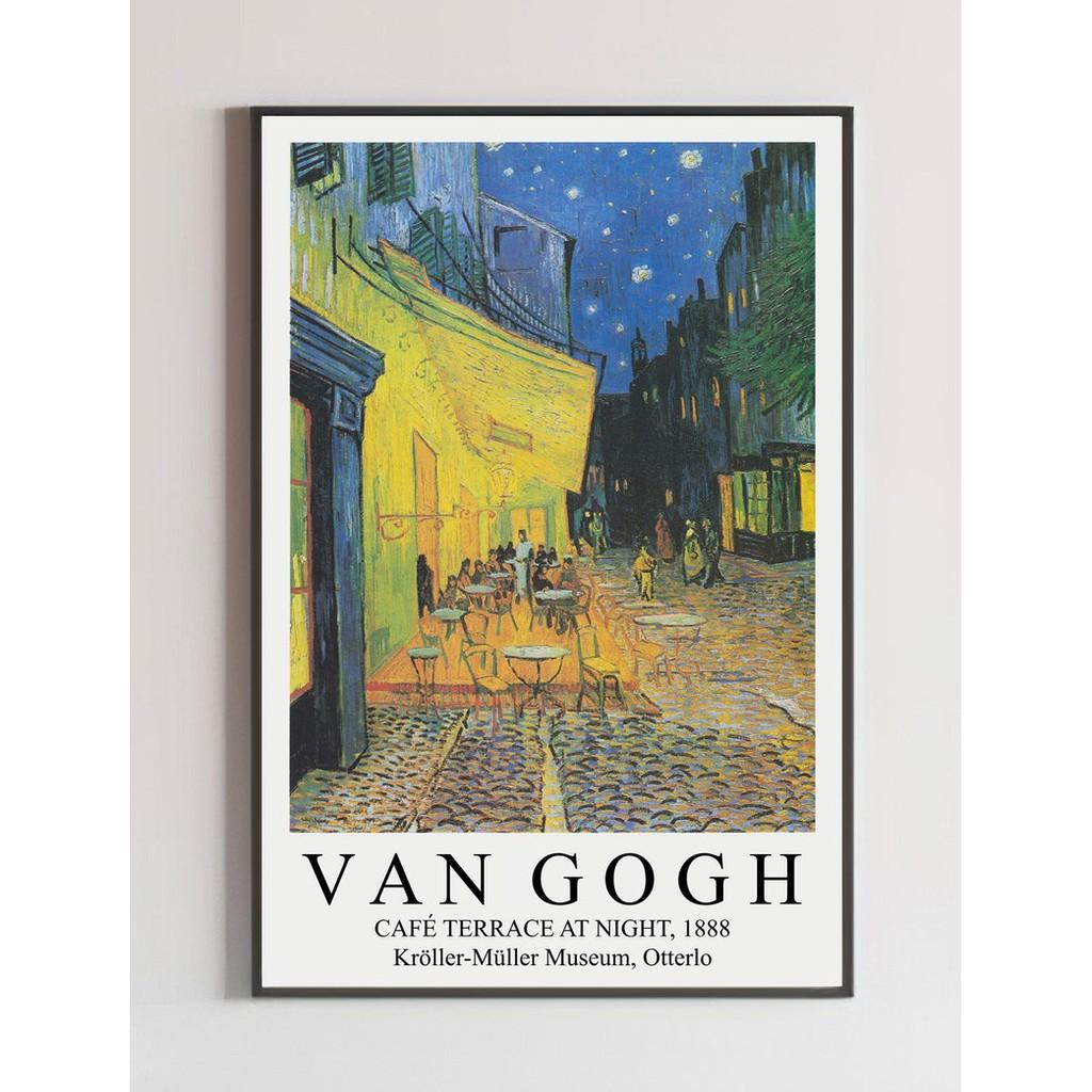 Bộ 3 tranh treo tường Van gogh tone xanh dương, tranh canvas treo tường hiên đại