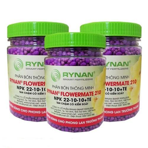 Phân tan chậm thông minh Rynan 210 NPK 22-10-10 TE hũ 150g chuyên phong lan sau ra hoa