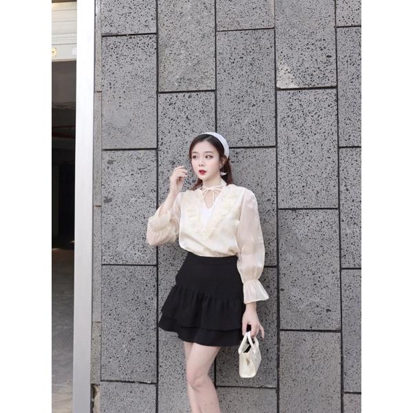 Váy quần WONDERHOUSE nhún bèo dáng A xòe nhẹ công sở,dạo phố nữ tính - Mia skirt