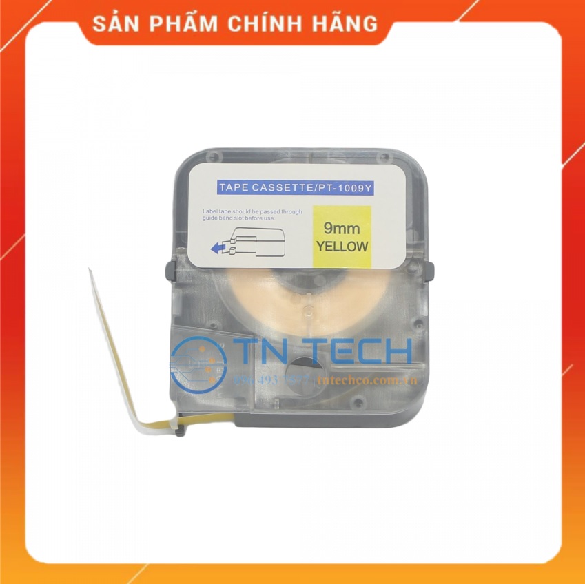 Nhãn in PUTY PT-1009Y - Chữ đen nền vàng 9MM x 8M - Dùng cho máy in ống PUTY PT-1010 [Hàng nhập khẩu]