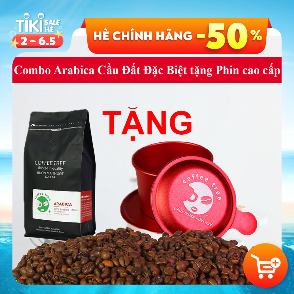 Cà phê bột Arabica Cầu Đất 500g nguyên chất 100% thơm nồng, vị nhẹ, gu tây TẶNG Phin Nhôm Pha Cà Phê Màu Đỏ Cao Cấp