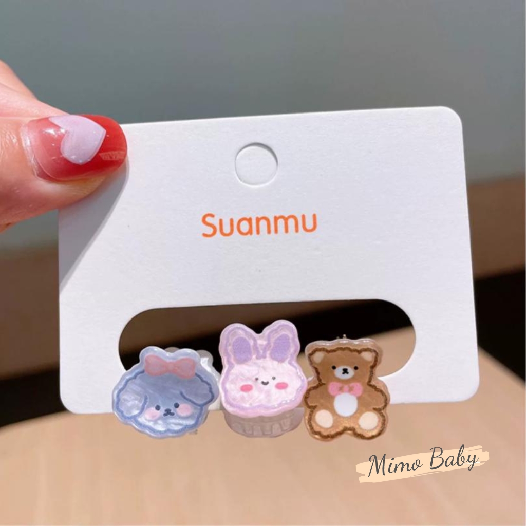 Set 3 kẹp tóc màu kẹo siêu đáng yêu cho bé gái KT39 Mimo Baby