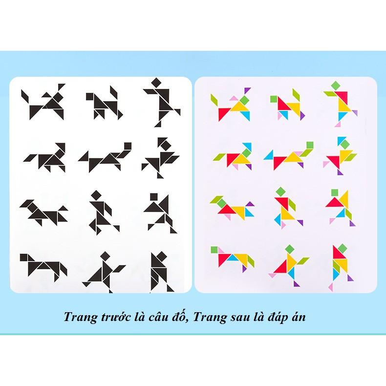 Đồ Chơi Gỗ Sách Ghép Hình Trí Tuệ Tangram Lắp Ghép Các Khối Tạo Hình Cho Trẻ Tư Duy Logic Sáng Tạo