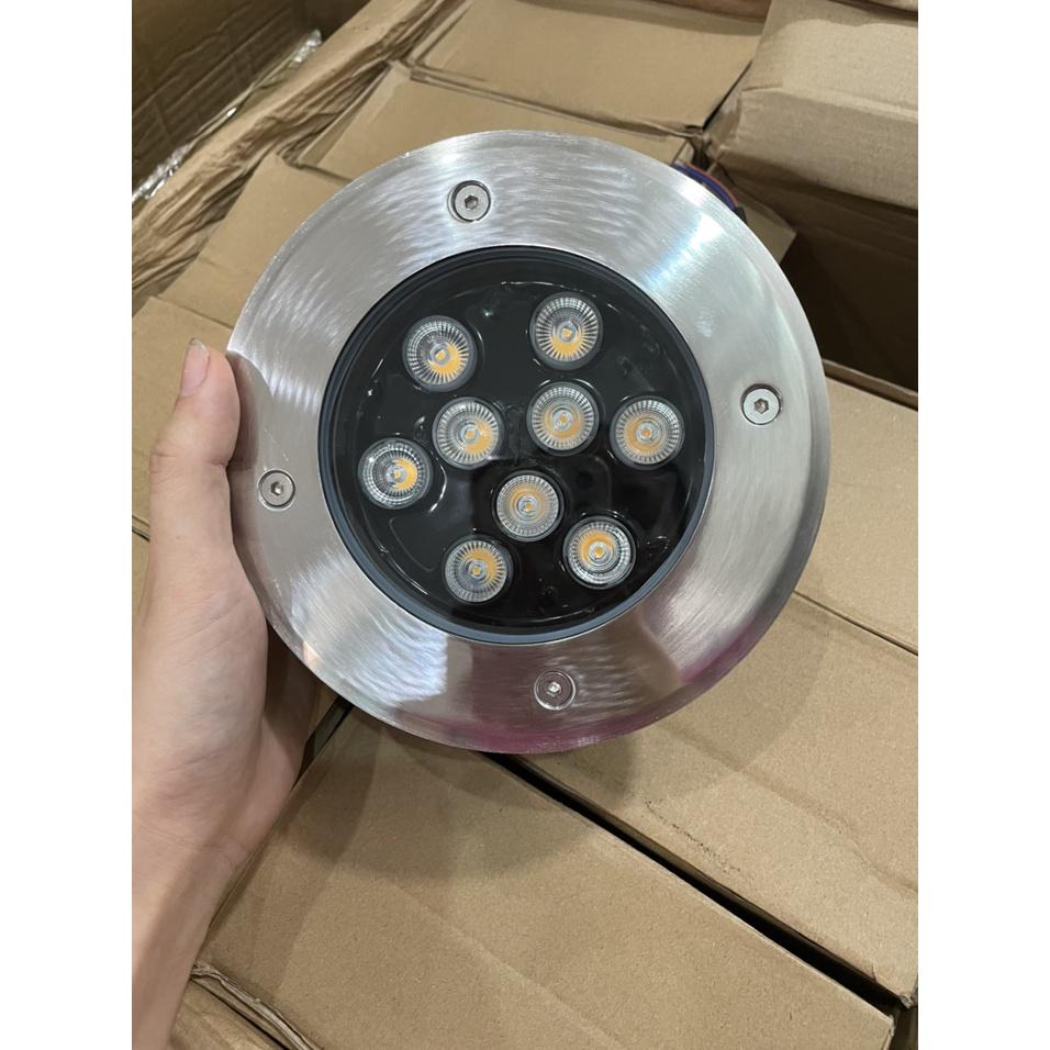 Đèn LED Âm Đất 9w Sân Vườn Ngoài Trời Ánh Sáng Vàng Nhạt Điện 220