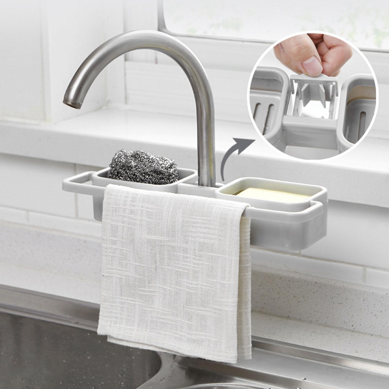 Faucet Drain Rack Sponge Dishcloth Shower Sink Storage Holder for Countertop