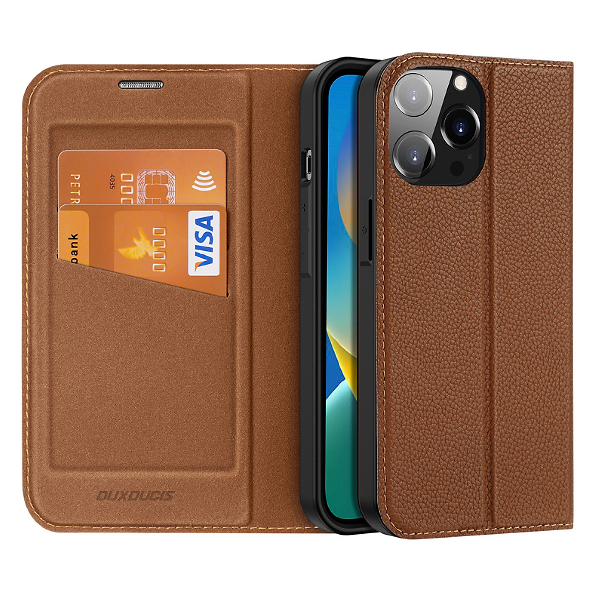 Bao da cho iPhone 14 Pro Max hiệu Dux Ducis wallet chống sốc - Hàng nhập khẩu