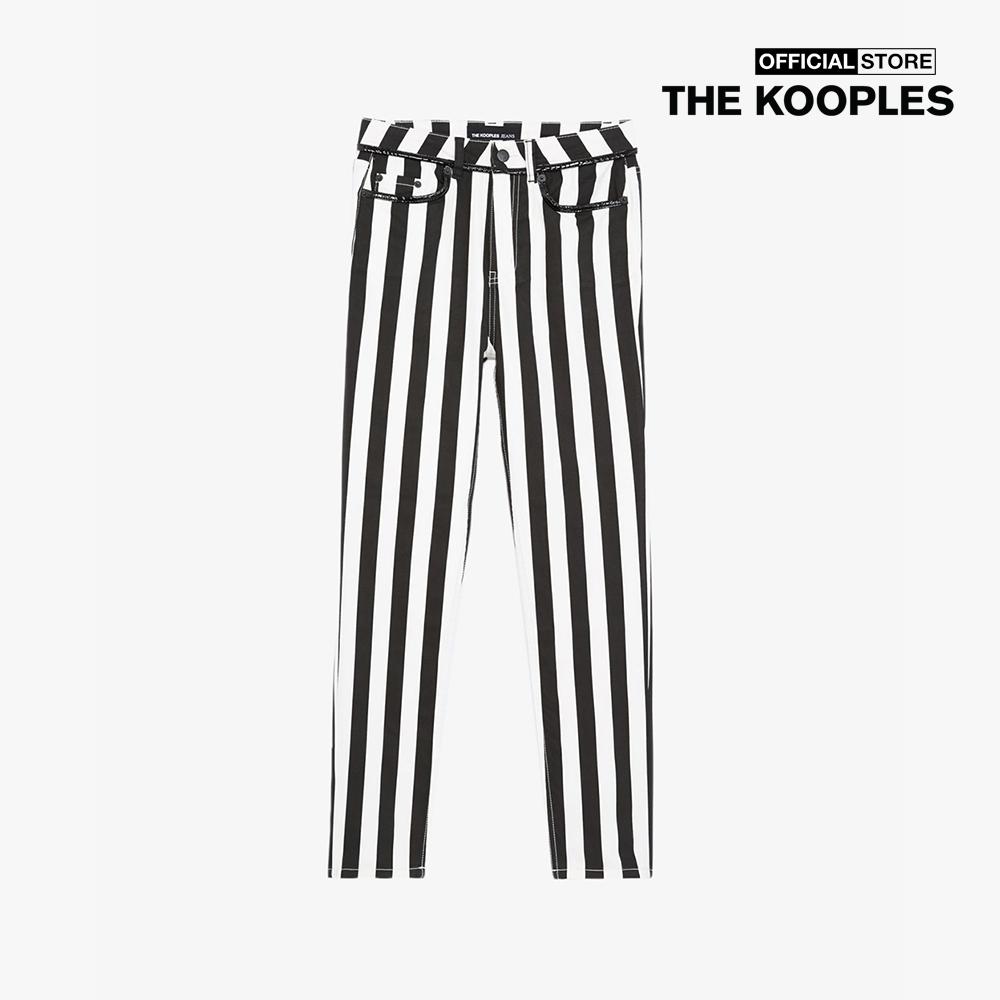 THE KOOPLES - Quần jeans nữ phom ôm Black And White Striped FJEA21019J