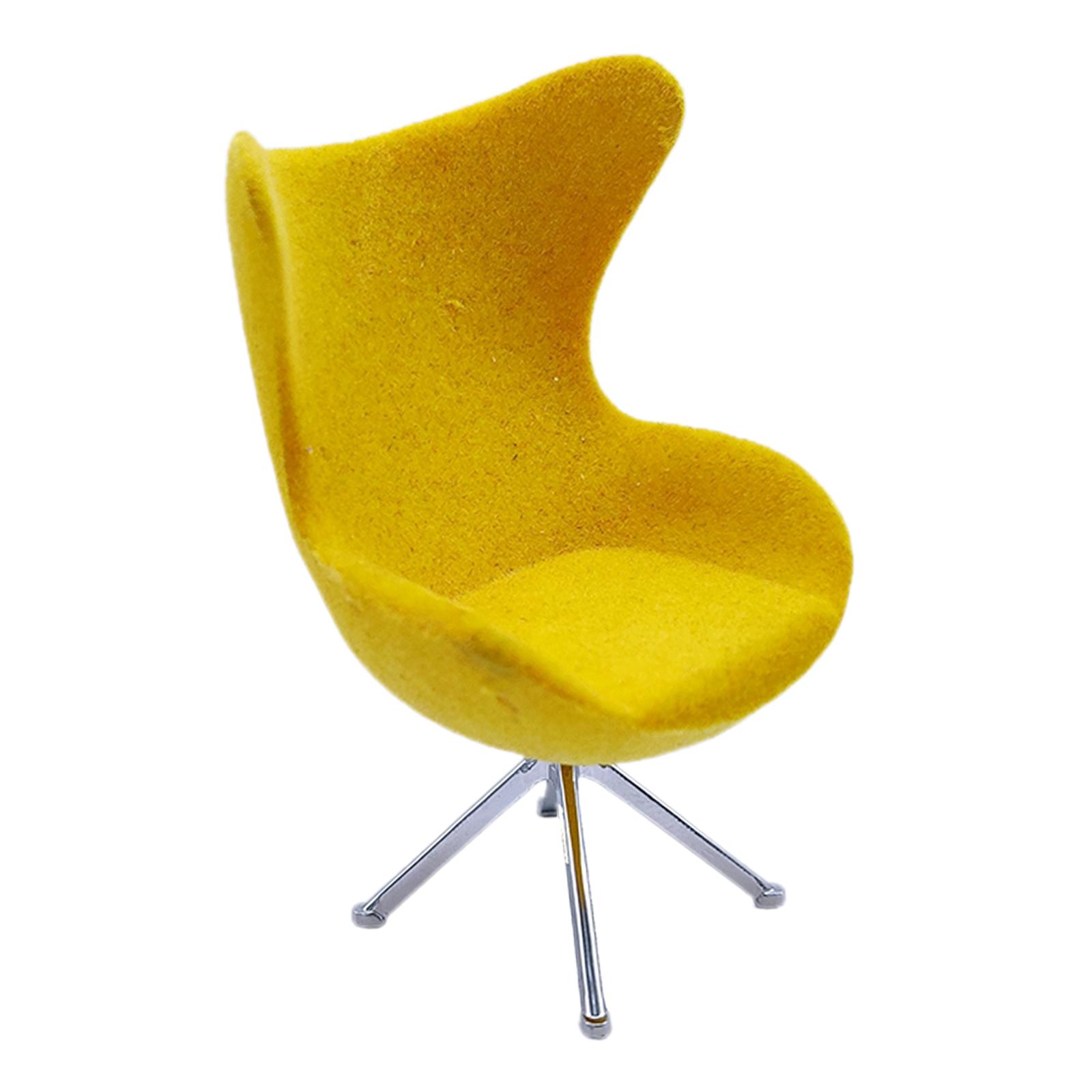 Yellow Dollhouse Toy Miniature Furniture Plastic Outdoor Garden Chair Toy 1:12