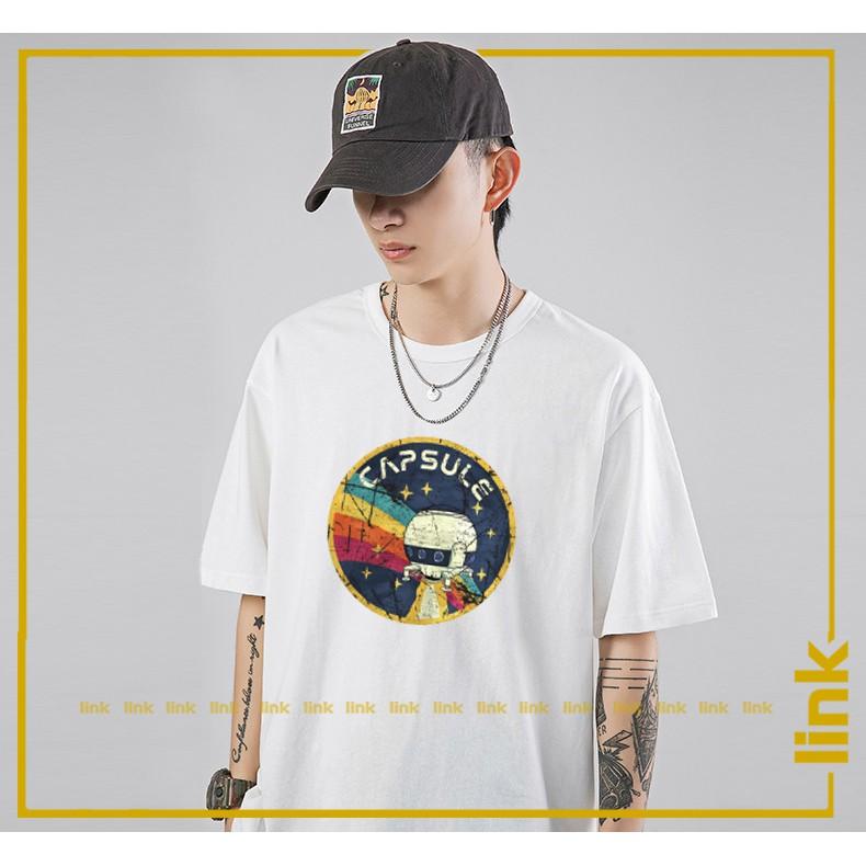 Áo thun cổ tròn cotton NASA SPACE tay lỡ chất mát