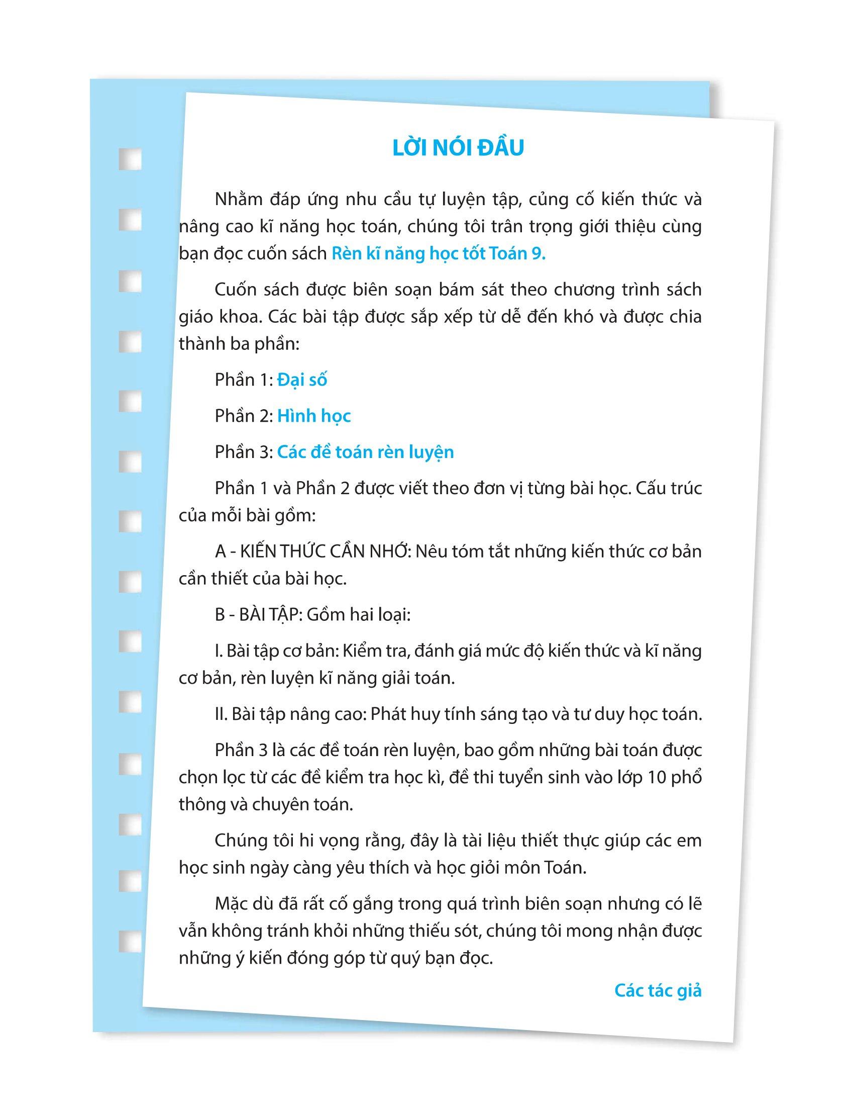 Rèn Kĩ Năng Học Tốt Toán 9 (Tái Bản)