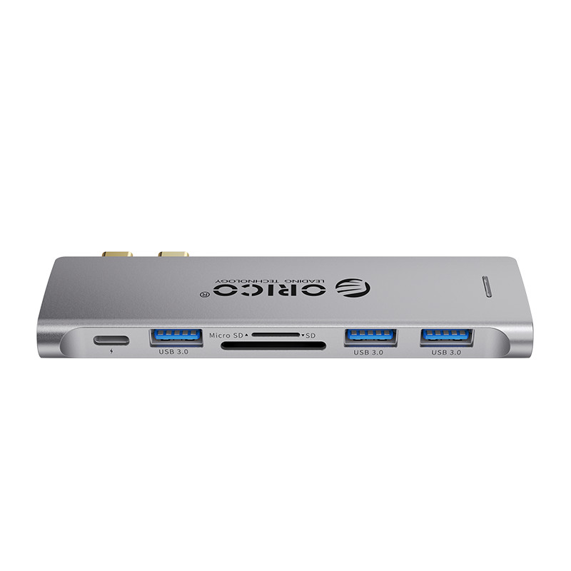 Đế Cắm (Hub Chuyển Đổi) Đa Năng Orico 2CT-6TS-GY 6 Trong 1 Cổng Type C  - MacBook - Hàng Chính Hãng