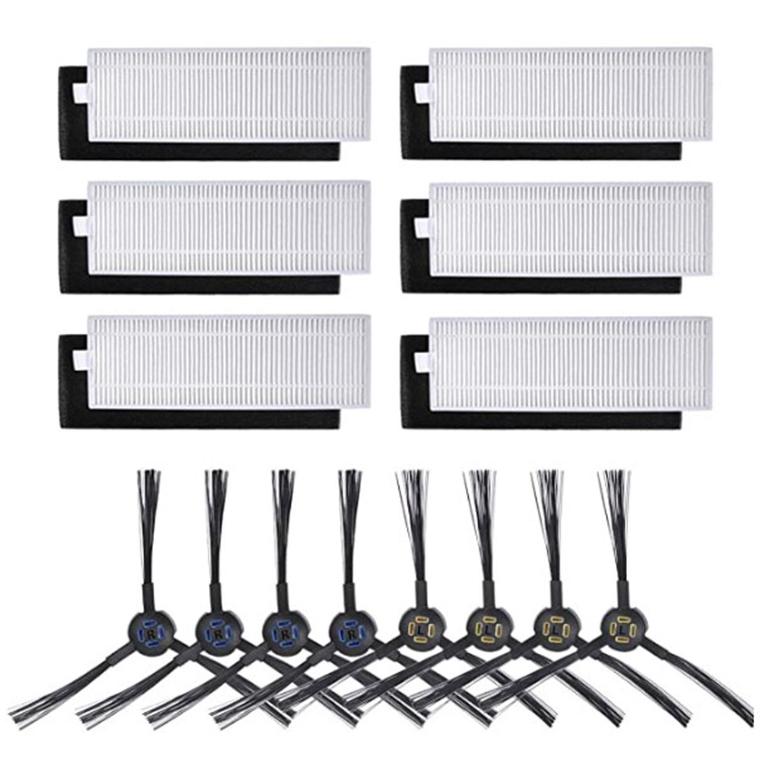 6 Bộ Lọc HEPA + 4 Cặp Bàn Chải Bên Thay Thế Dành Cho Máy Hút Bụi ILIFE A7 A9