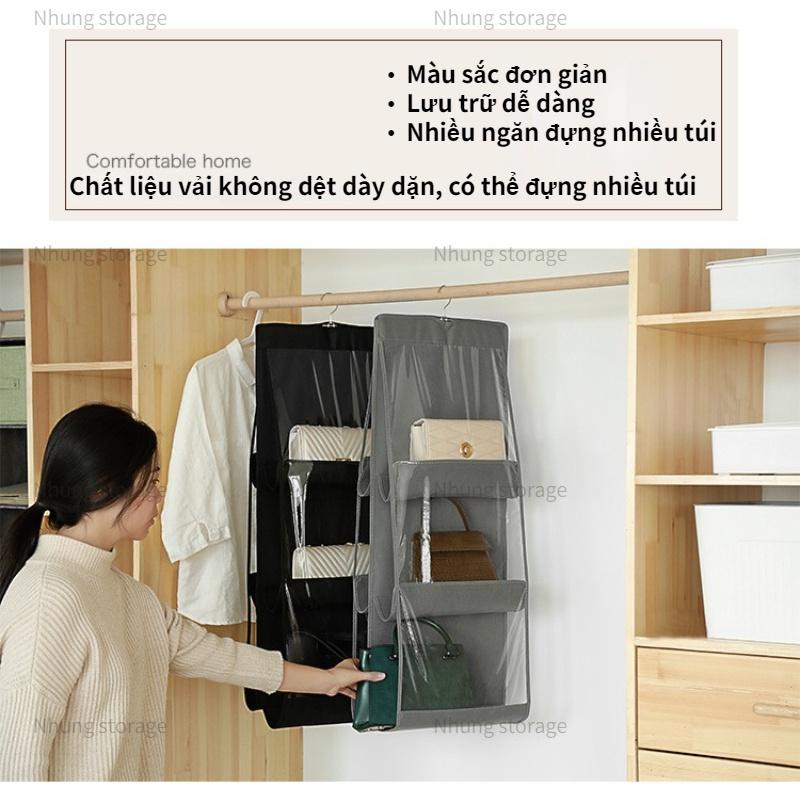 Túi Đựng Túi Xách 6 Ngăn Có Móc Treo Xoay 360 Độ Nhiều Tầng Chống Bụi Bẩn Chống Biến Dạng