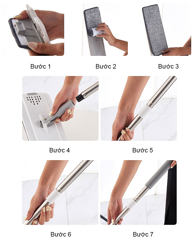 Bộ cây lau nhà VinBuy kèm thùng tự vắt thông minh, chổi lau nhà xoay 360 độ lau sạch nhanh