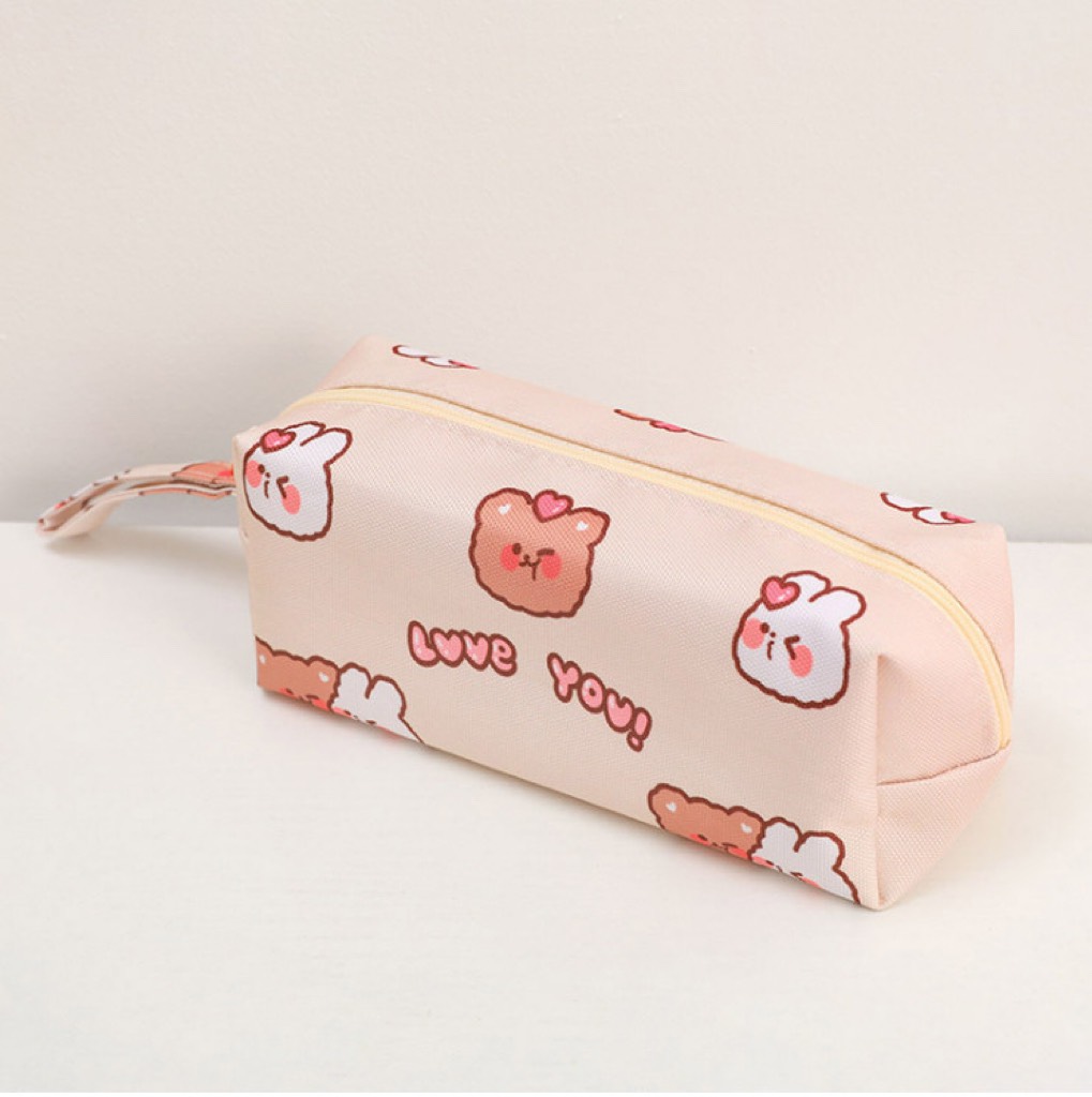 Túi đựng bút viết Gấu cute vải canvas bền đẹp cho học sinh phong cách Hàn Quốc giá rẻ