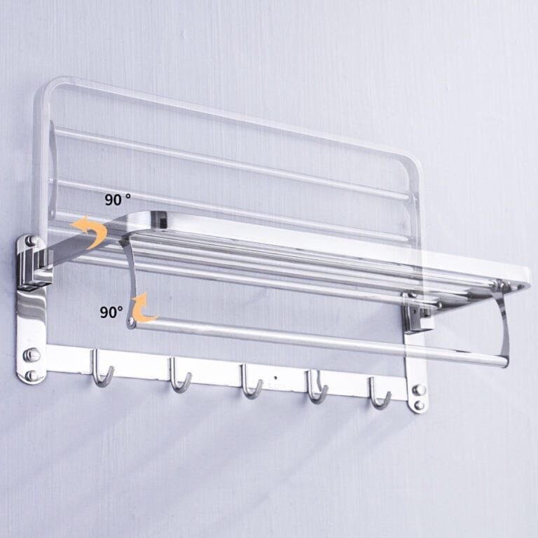 Kệ treo khăn tắm Inox 304 đa chức năng gấp gọn dán keo