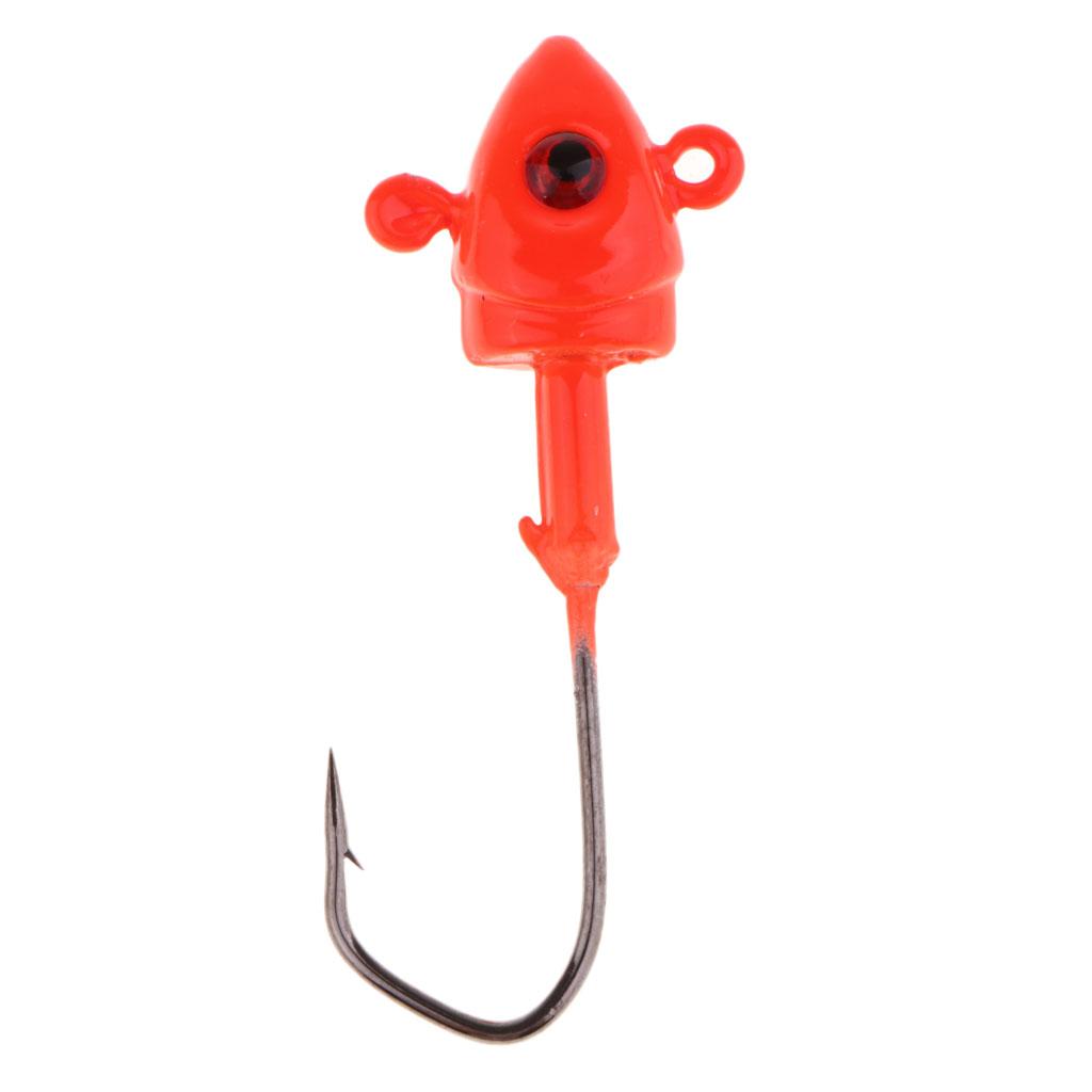 5pcs Jig Head Fishing Hooks Lure Weighted and Fast Sinking Red 5cm/7g