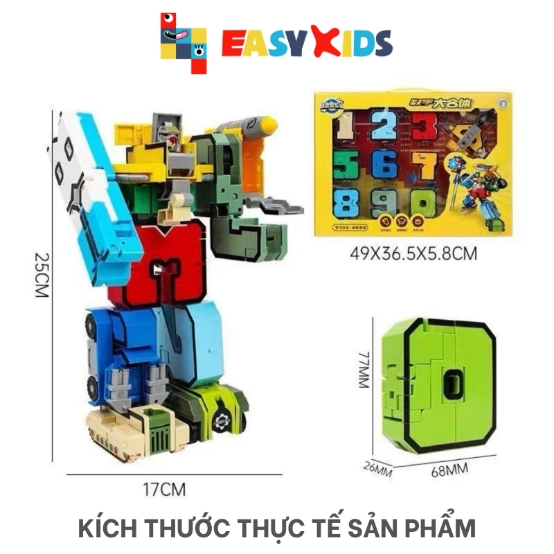 Đồ Chơi Lắp Ráp Số Biến Hình Robot, Bộ Số Robot Biến Hình Loại To