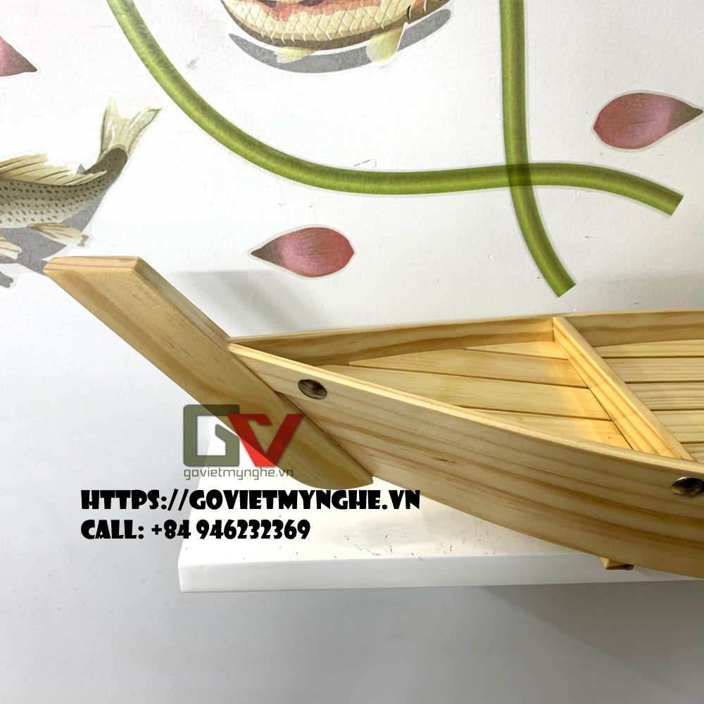 Khay gỗ đựng sushi sashimi - khay thuyền gỗ để setup lẩu - Gỗ thông tự nhiên