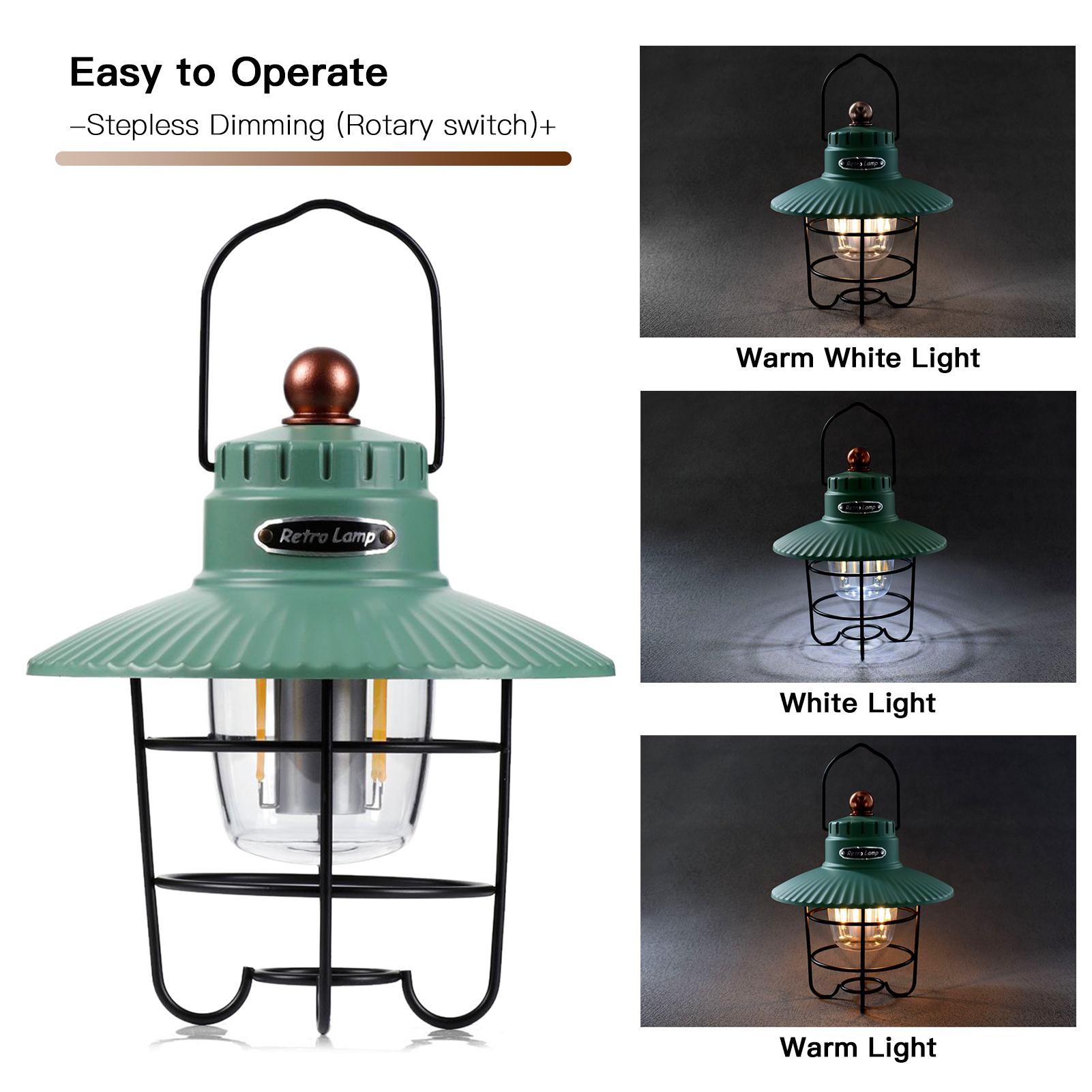 Camp Light Portable Tent Vintage Lamp USB Rechargeable WaterProof Retro Outdoor LED Camping Light Lantern