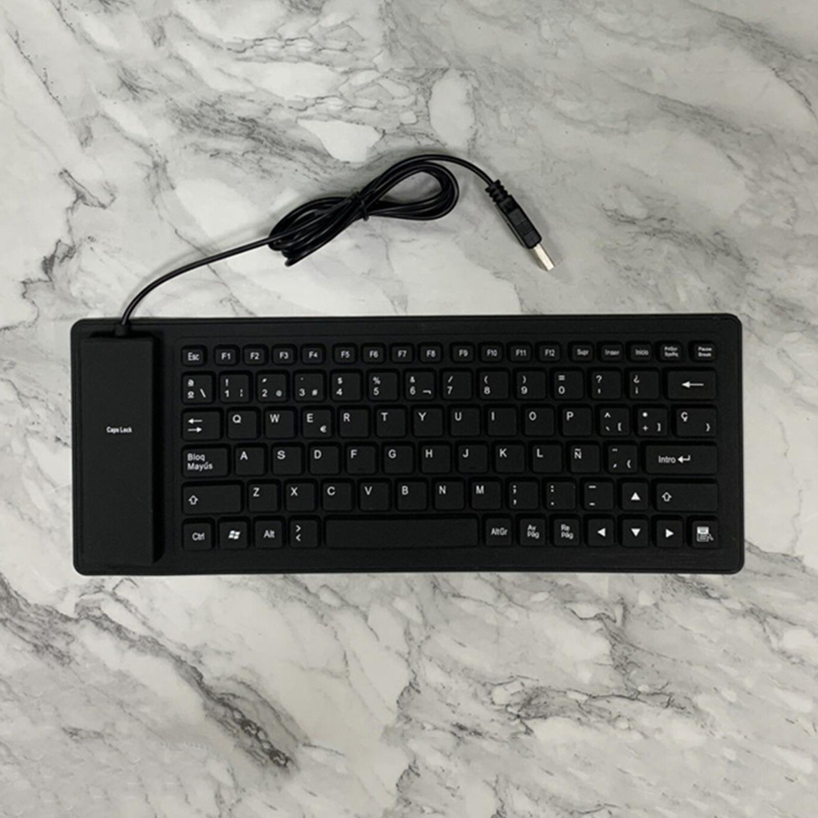 USB Foldable 84 Keys Spanish Keyboard Waterproof for Desktop Computer Laptop