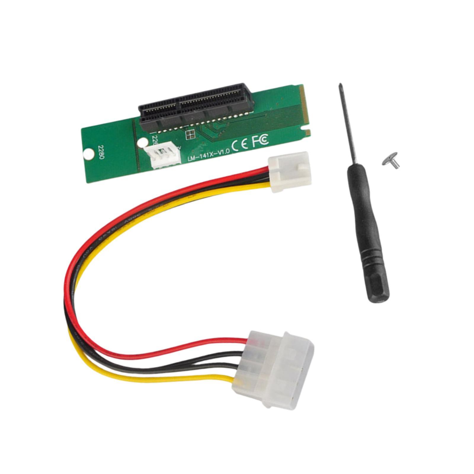 NGFF M.2 to Pci-E PCI Express 4x 1x Slot Riser Card Adapter with 4 Pin Power Cable Premium ,2 Screw Holes 2260/2280 Available Accessories