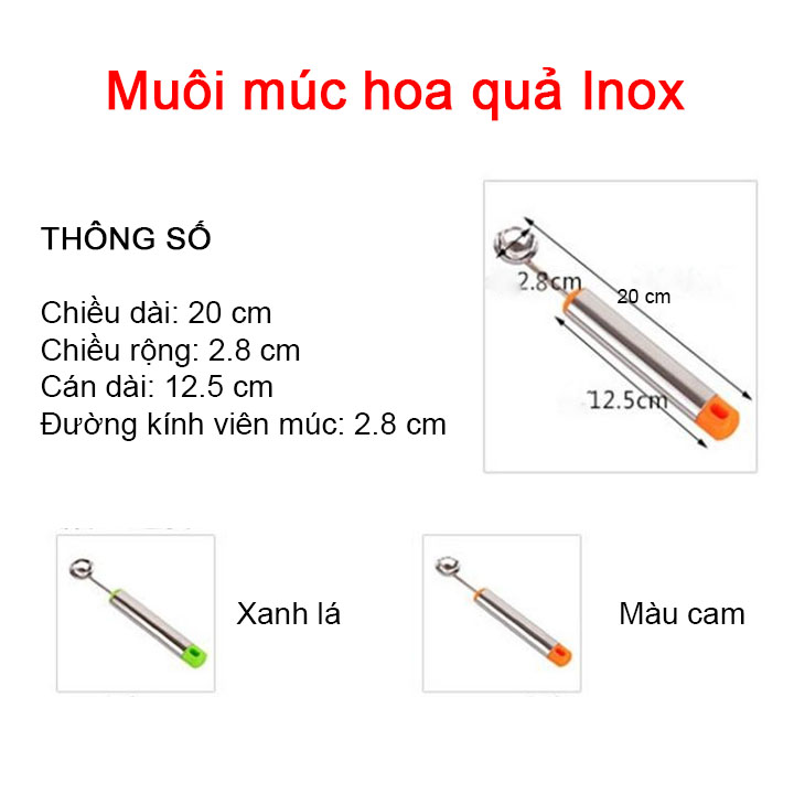 Muỗng múc hoa quả, múc kem bằng inox chuyên dụng