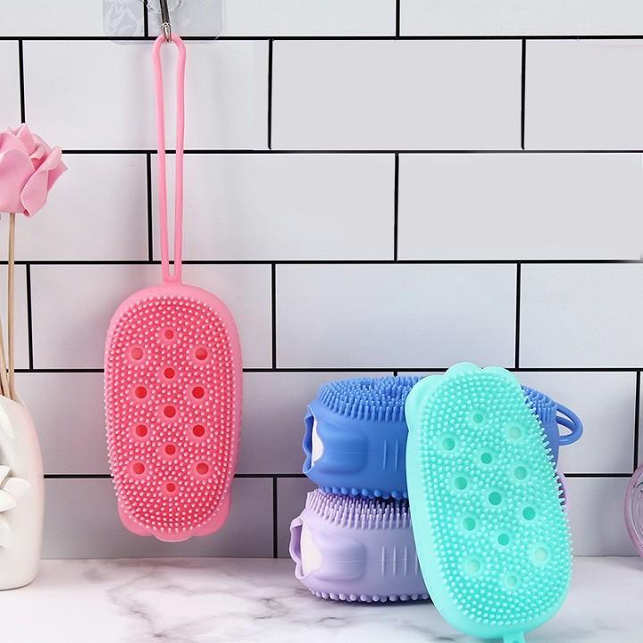 BÔNG TẮM CHÀ LƯNG CỌ LƯNG SILICON 2 MẶT HÌNH GẤU TẠO BỌT CỌ CHÀ LƯNG TIỆN LỢI