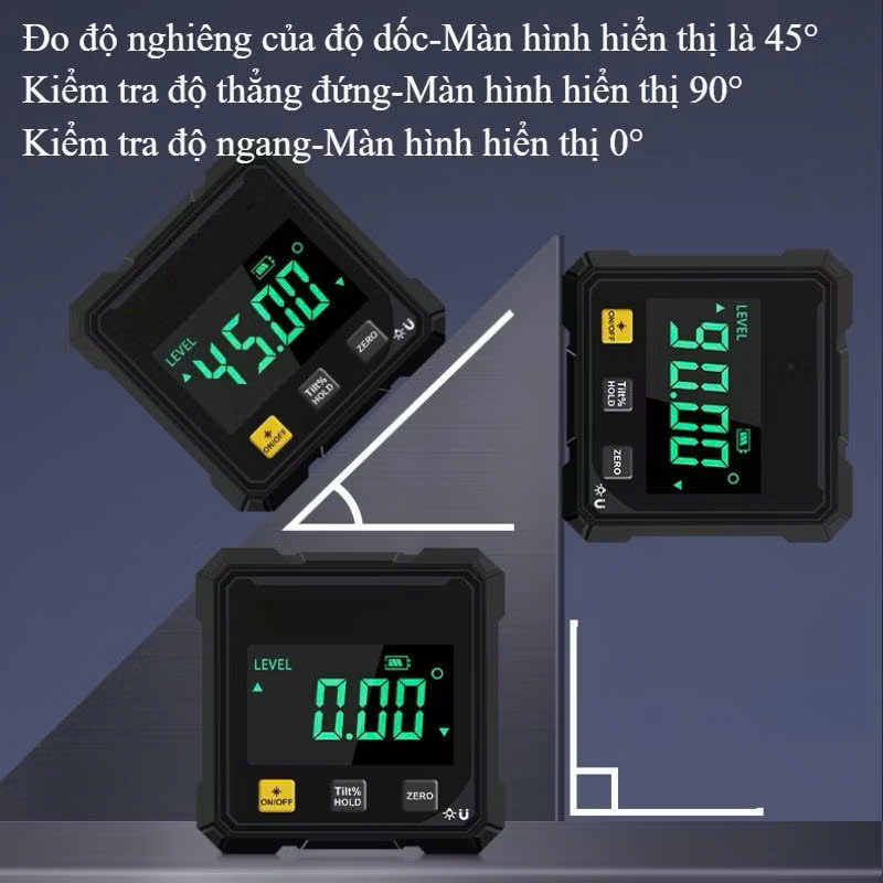 Máy Đo Thăng Bằng Laser Đa Năng – Đo Góc, Đo Nghiêng, Màn Hình LED Dễ Nhìn