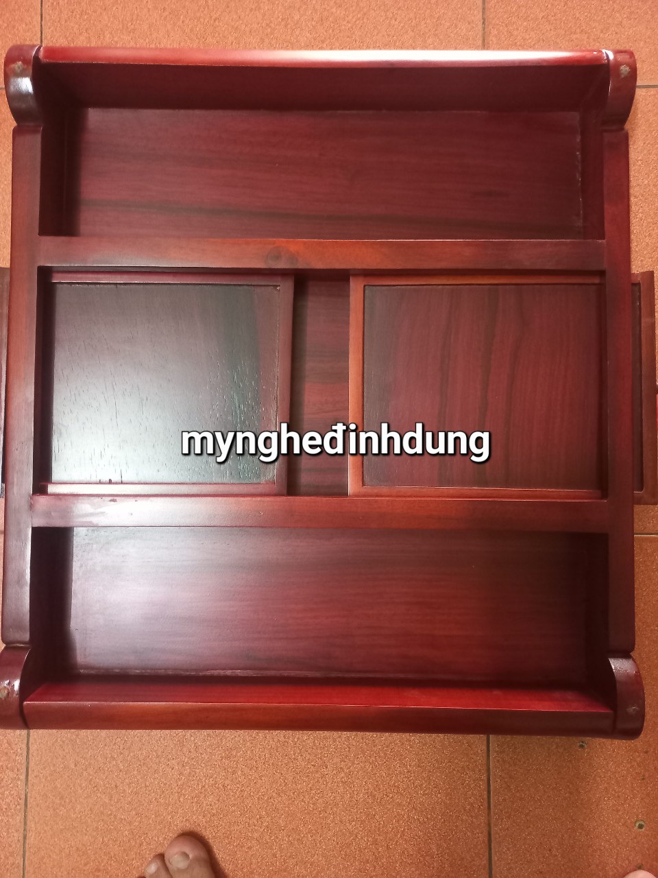 Combo bộ bàn cờ tướng ngăn kéo gỗ hương kt 50×56×8cm +quân gỗ trắc tiện gù kt 3.8×1.5cm