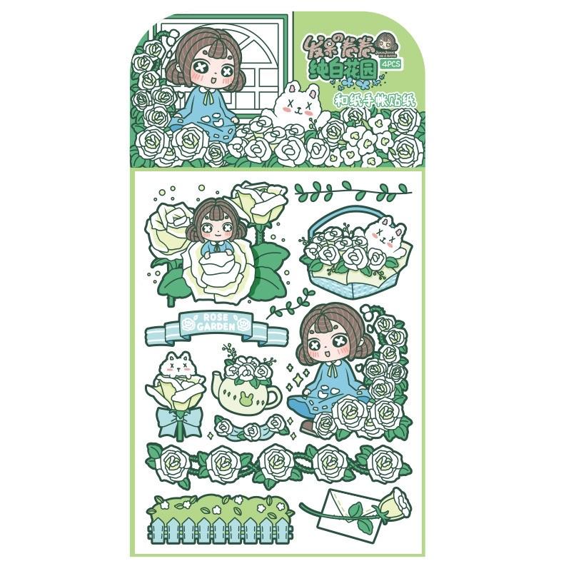 Set 4 tờ stickers nhiều chủ đề dễ thương xinh xắn