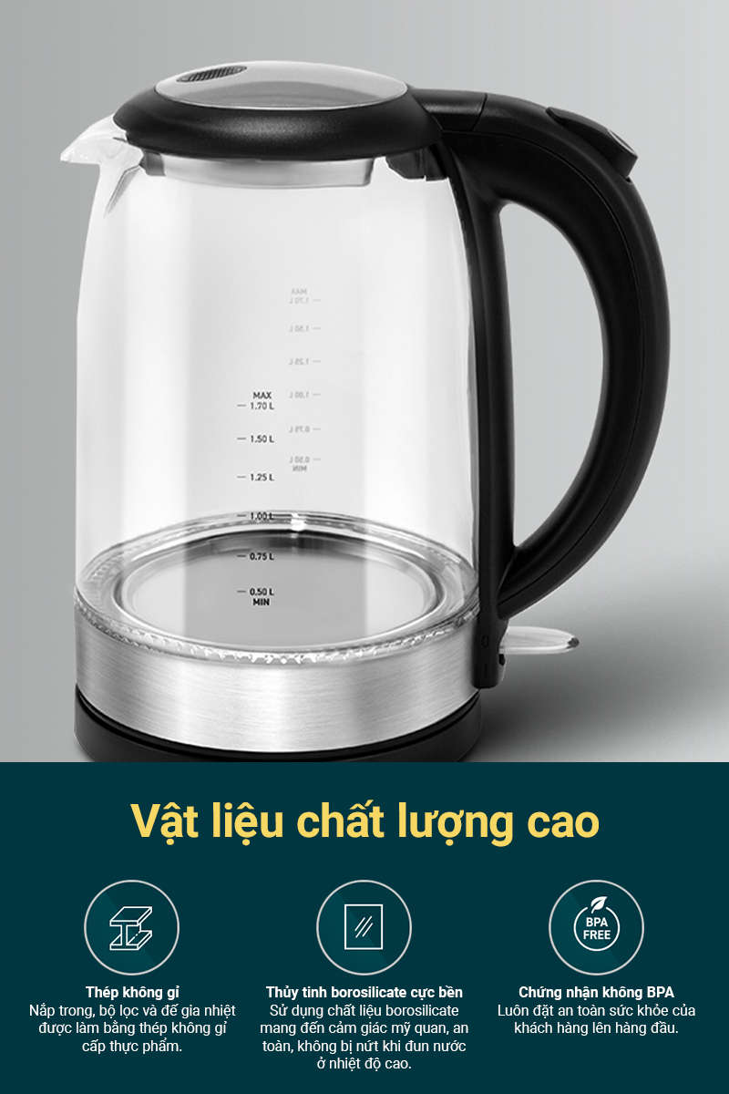 Ấm Đun Siêu Tốc 1.7L COSORI GK172-CO - Hàng Chính Hãng