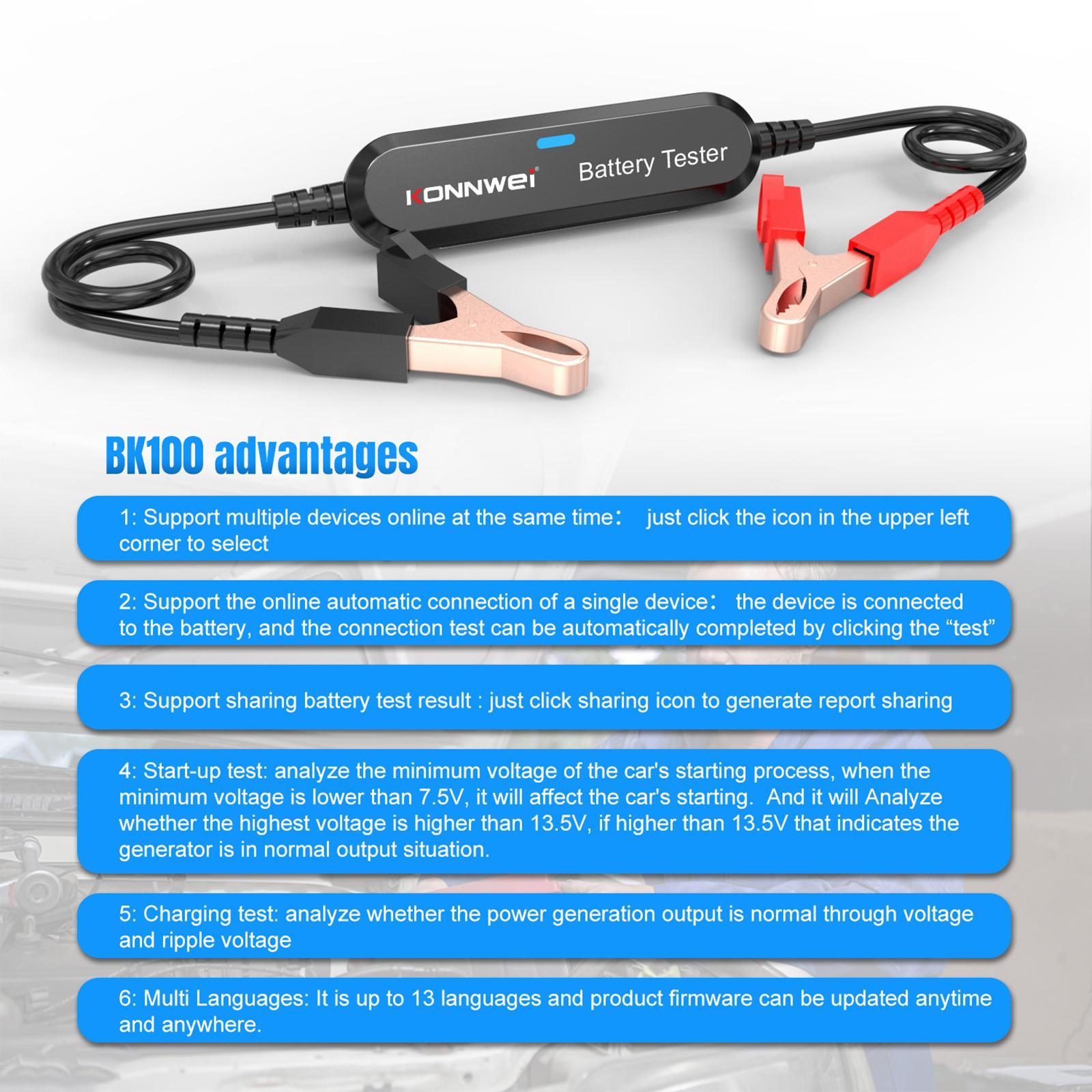 Car Battery Tester, Cranking Charging Analyzer Automotive for Vehicles Motorcycle