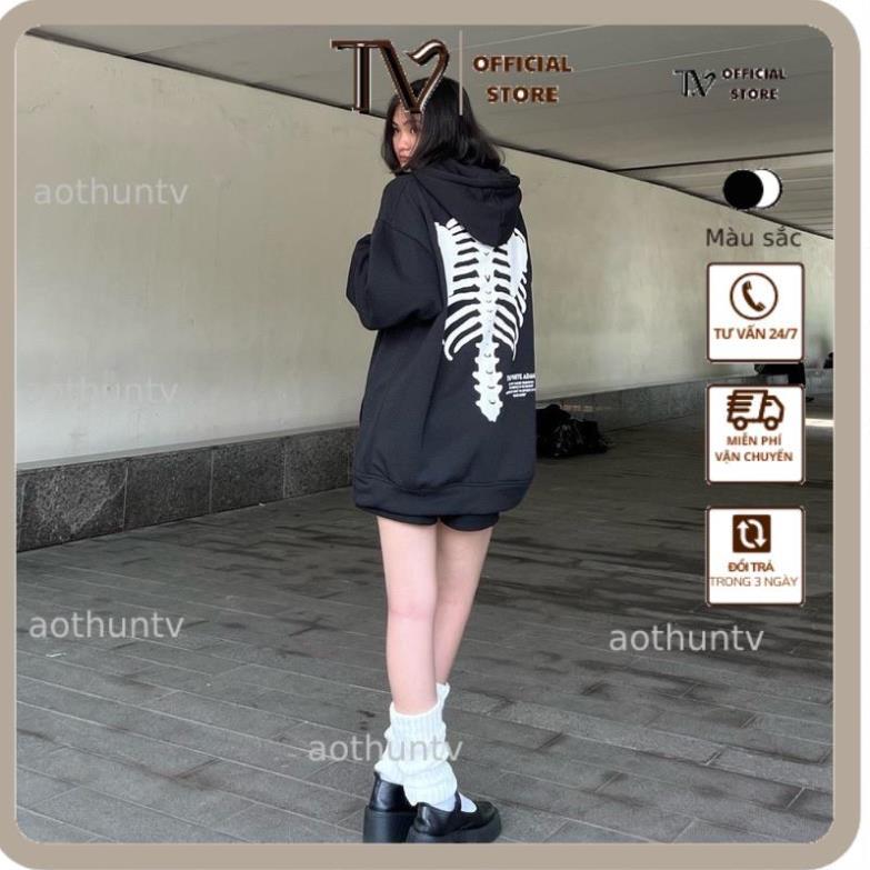 Áo Hoodie Nam Nữ Áo hoodie Xương the white Nỉ thu đông dày ấm