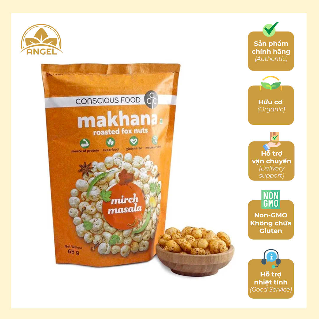 Hạt Sen Nổ phồng Makhana vị Cay Mirch Masala 65 gr Hạt Fox Nut