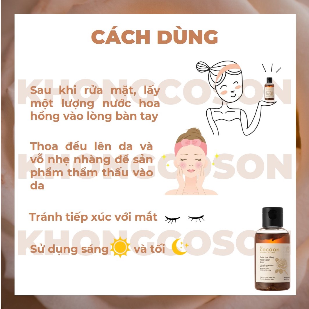 Toner Cocoon Nước Cân Bằng Hoa Hồng 140ml + Tặng Kèm Túi Cói Thời Trang