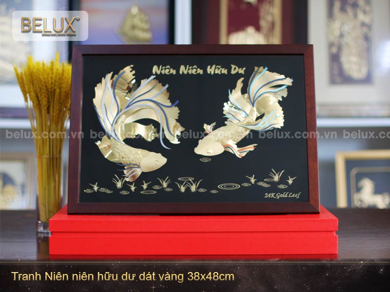 Tranh Đôi cá dát vàng 24k - quà tặng ý nghĩa