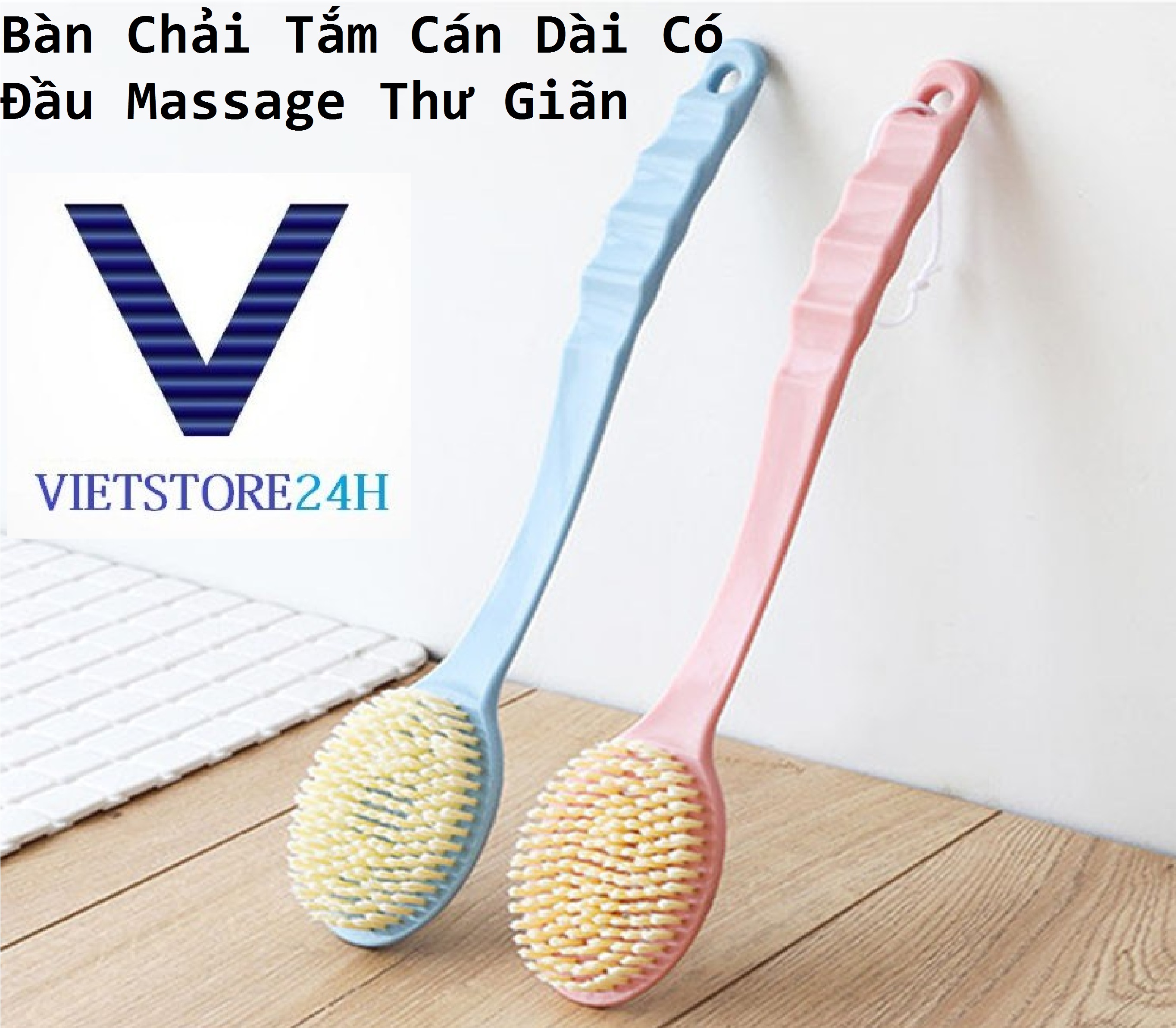 Bàn Chải Tắm Cán Dài Có Đầu Massage Thư Giãn VT - Giao Ngẫu Nhiên