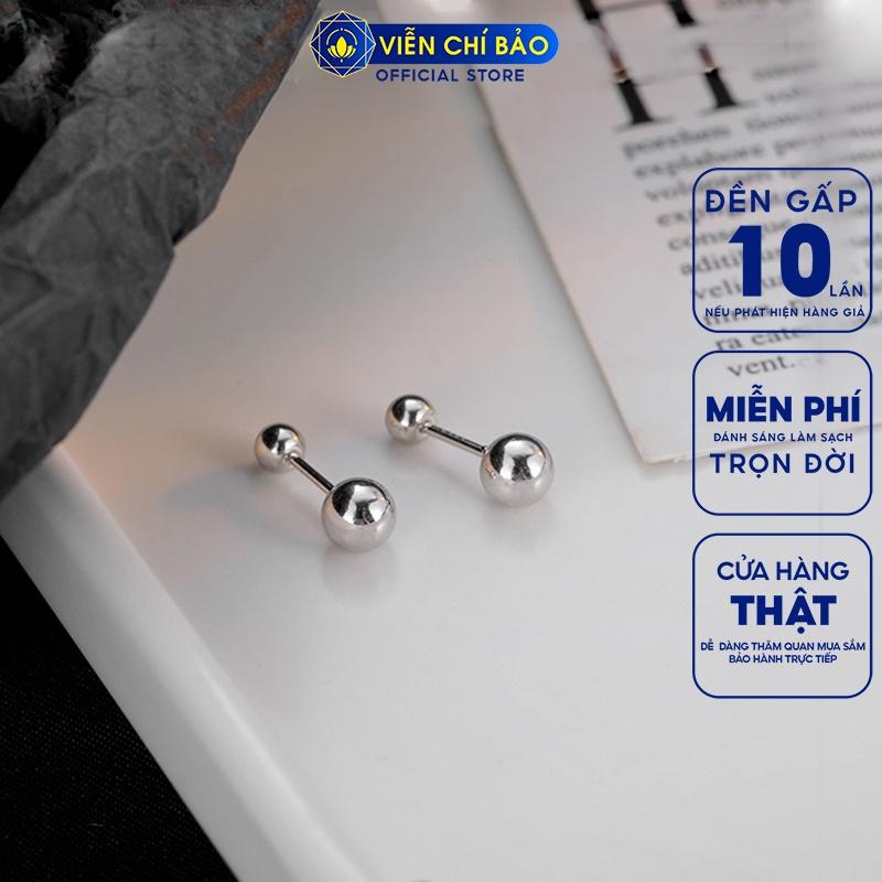 Khuyên tai bạc nữ bi tròn trơn Minidot, bông tai nữ bạc 925 thời trang phụ kiện trang sức nữ Viễn Chí Bảo B400746